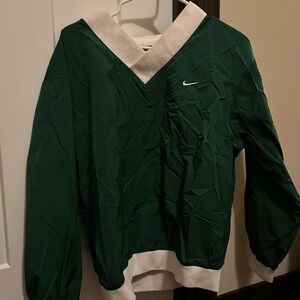VINTAGE Nike Forest Green and White Pullover